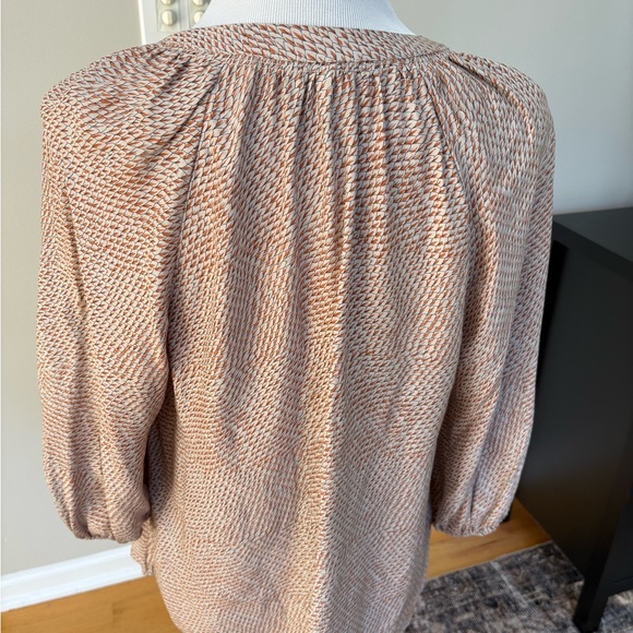 Joie | Orange and Cream Patterned silk blouse, Sz M - Picture 2 of 4